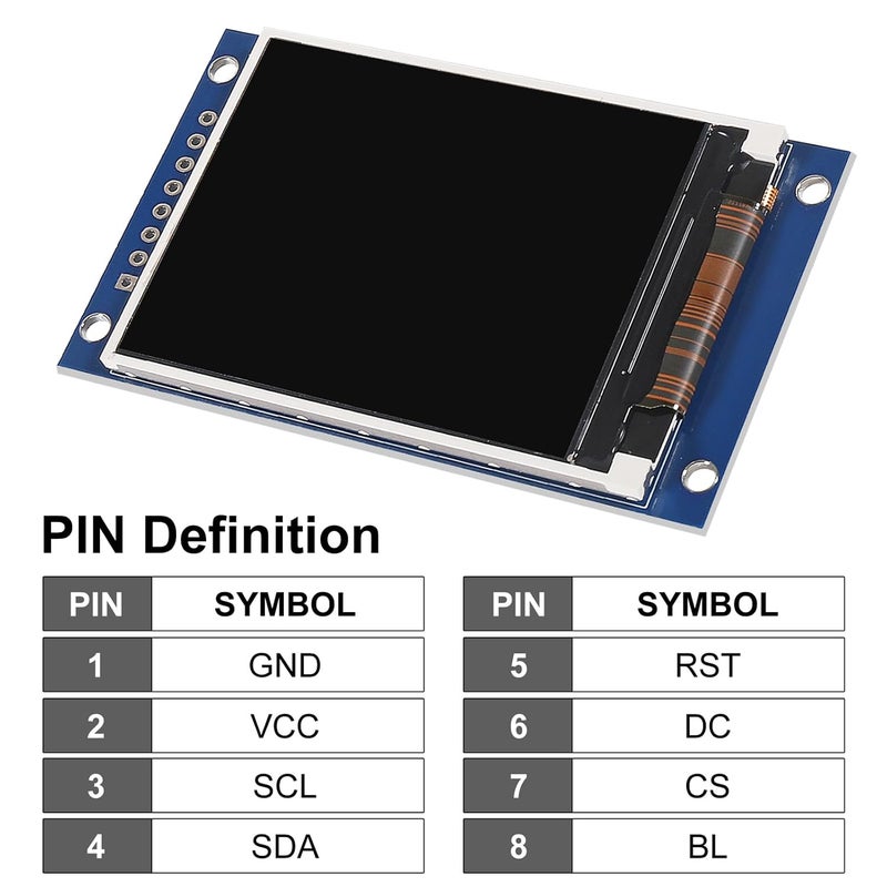 XIITIA 2pcs 2.0" HD IPS TFT LCD Display Module 240x320 RGB LCD Screen 3.3V ST7789 Drive SPI Interface 8pin Full Color for Arduino DIY - Image 4